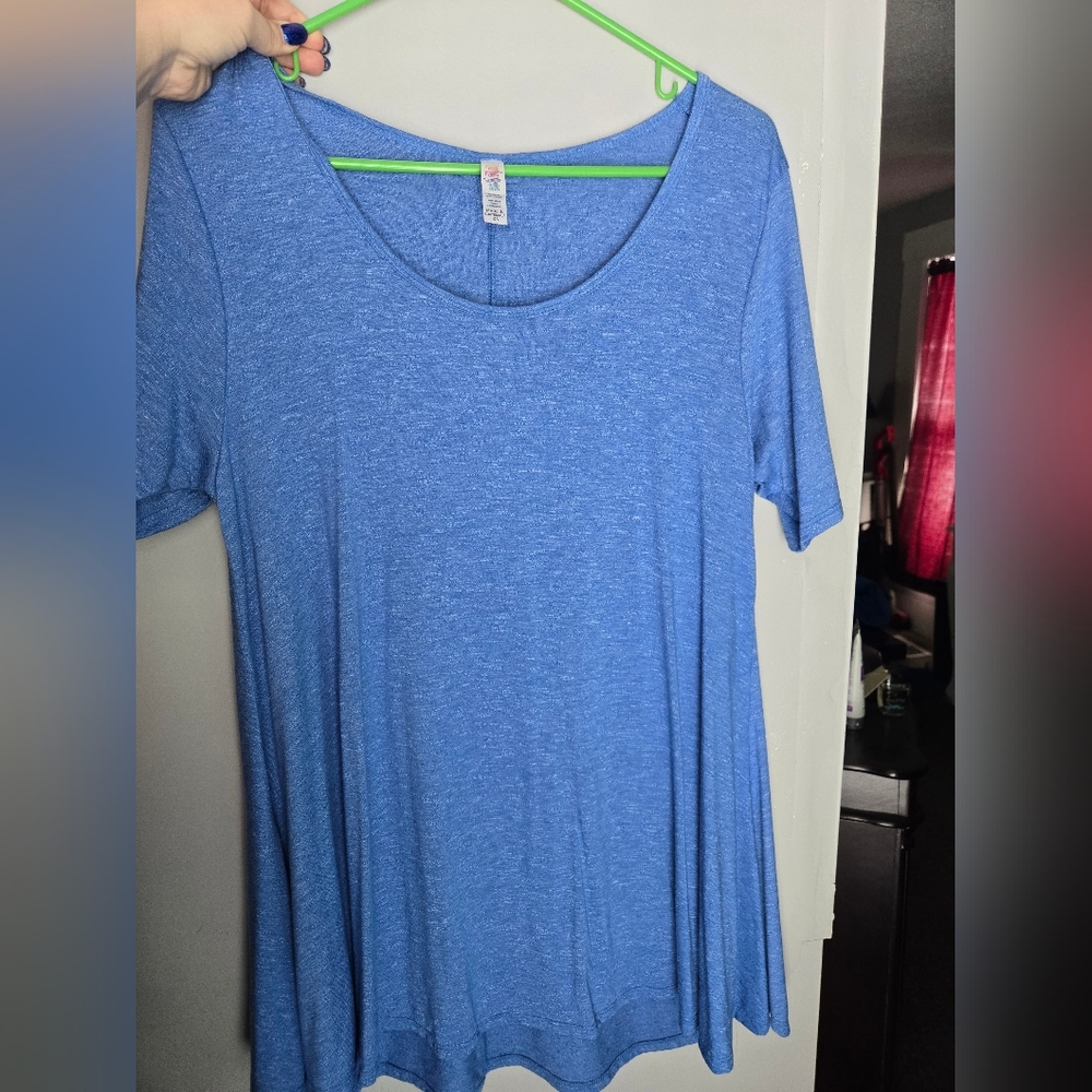 LuLaRoe Heathered Blue Short Sleeve Top